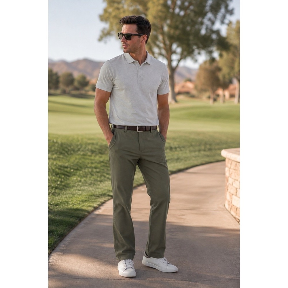 Nautica Navtech Men's 36x32 Olive Green Stretch Performance Chino Pants